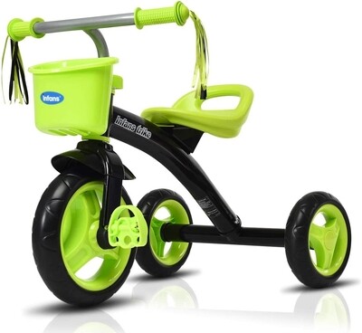 Kids Tricycle Rider with Adjustable Seat-Green - Color: Green