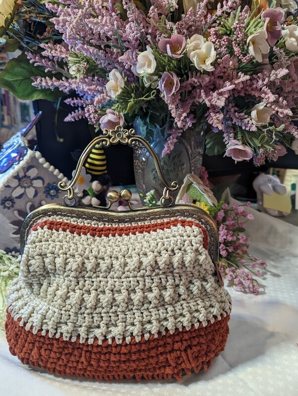 Handmade crochet lined bag 