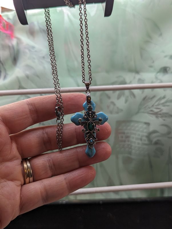 Turquoise cross necklace