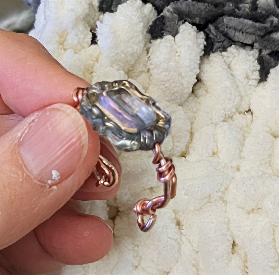 Opal Copper Wire Ring