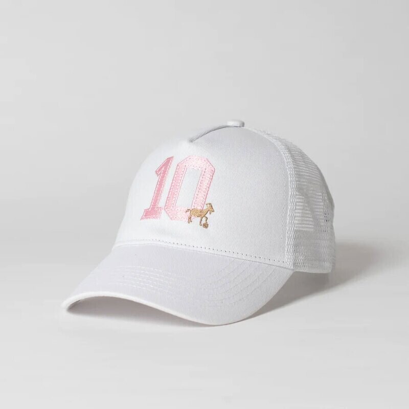 G.O.A.T Trucker Messi White with Pink Font