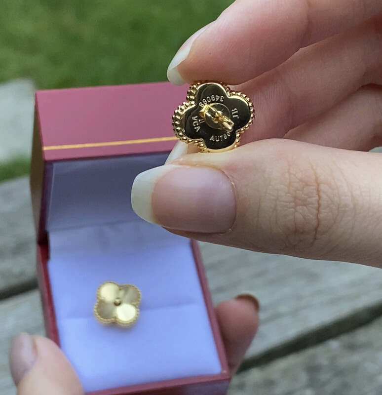 Clover Earrings Four leaf Flower Clover, Van Cleef Earrings, Au750 18k Gold