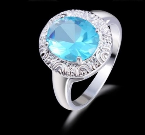Anillo Zirconita Agua Marina