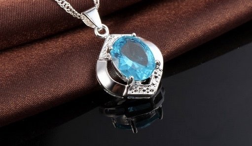 Colgante Zirconita Cúbica Agua Marina