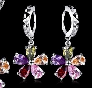 Pendientes Flor Zirconitas de Colores