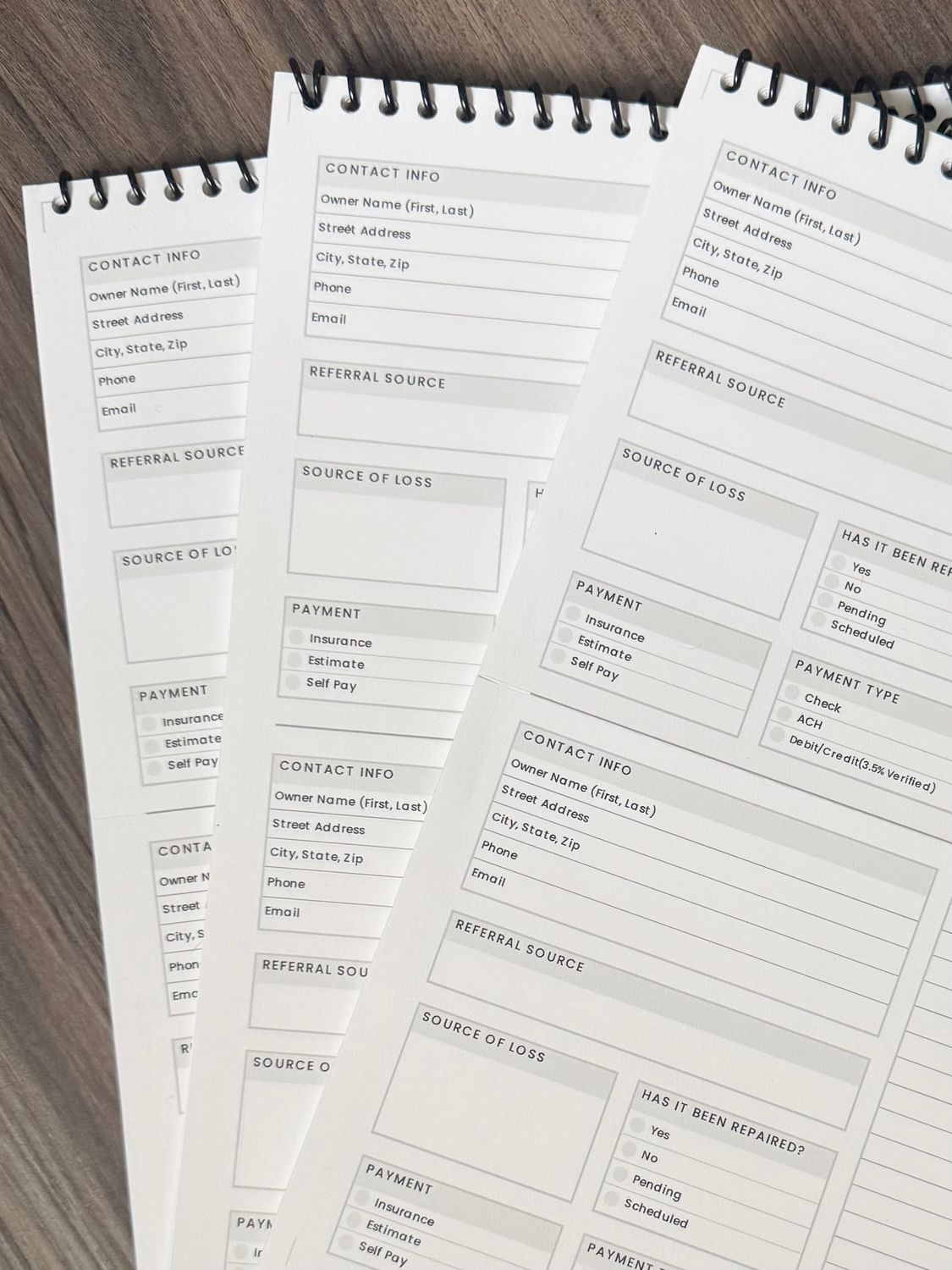 Service Call Log Book for Remediation Companies – 3 Pack Spiral Bound Job Intake Forms with Perforated Pages for Field Service &amp; Restoration Teams