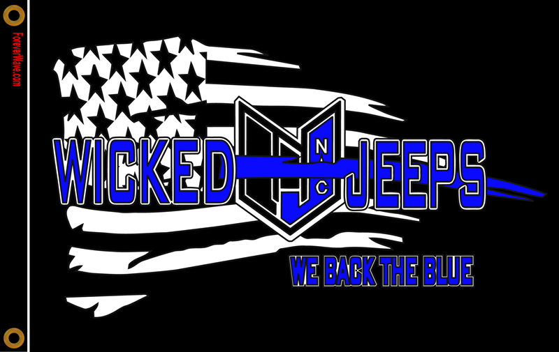Wicked Jeeps NC Club Flag Back The Blue 3x5