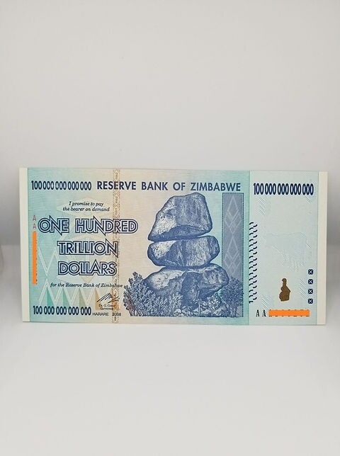 Zimbabwe 100 Trillion Banknote.