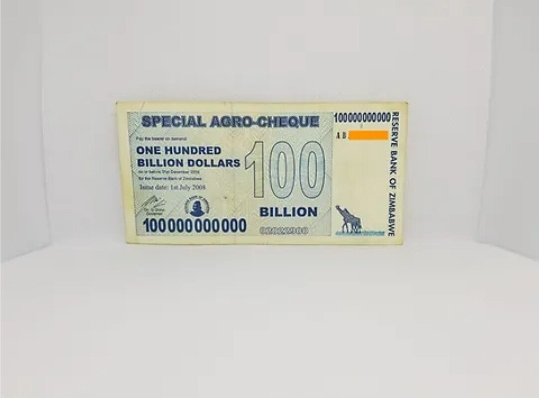 (10) 100 Billion in Zim Agro Cheques. Circulated.