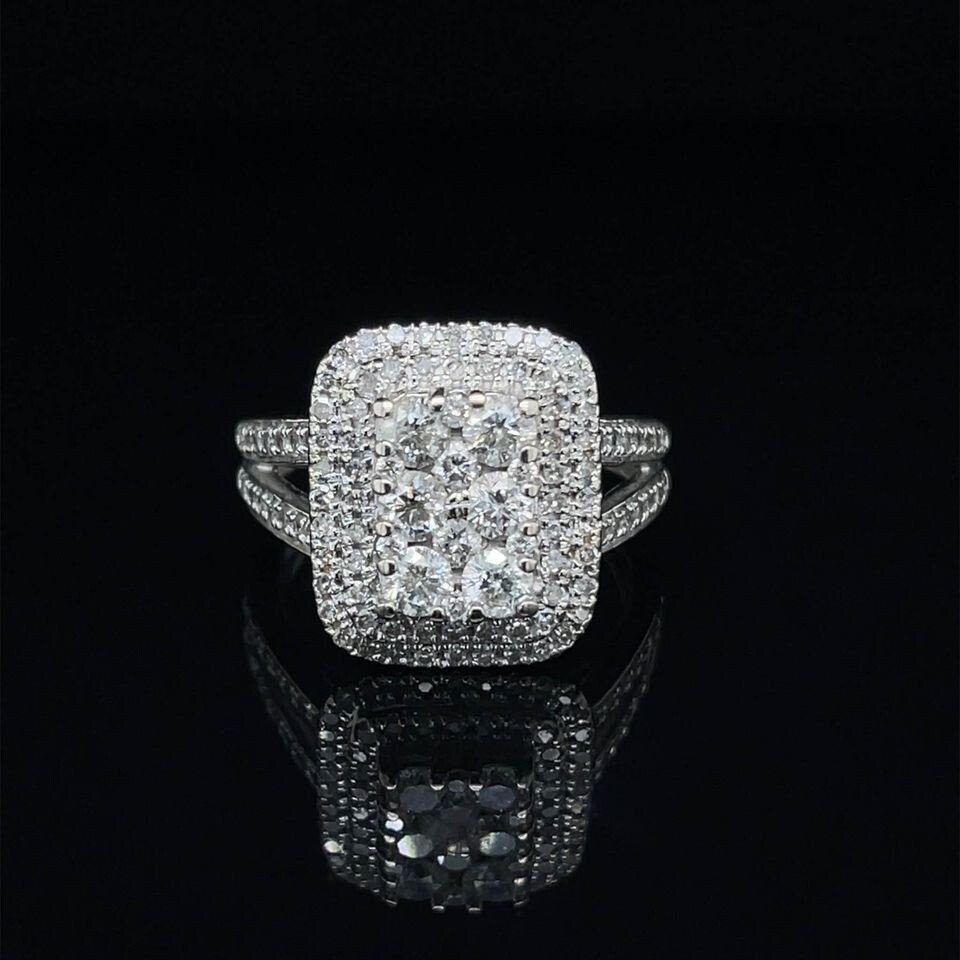 14K Cluster Diamond Engagement Ring