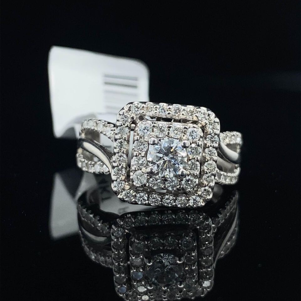 14kt Vera Wang Engagement Ring With Double Halo