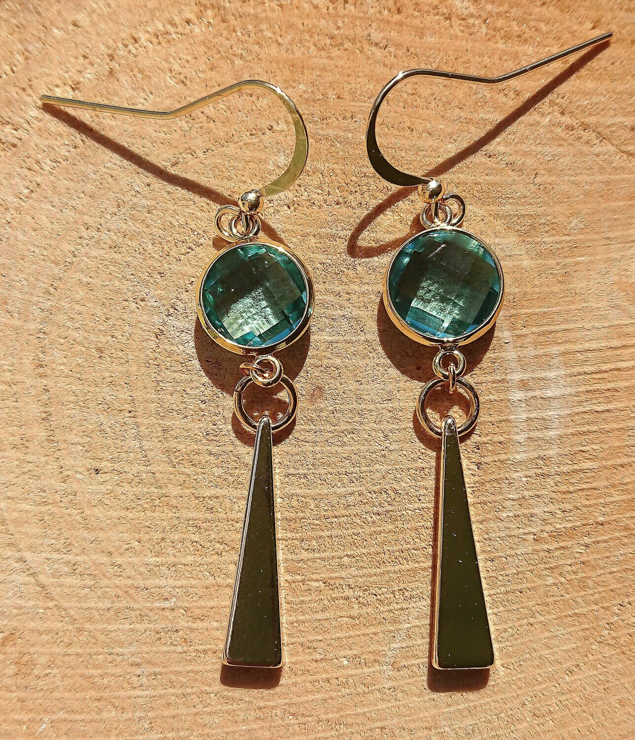 Boucles Stessa laiton doré or fin bleu turquoise clair