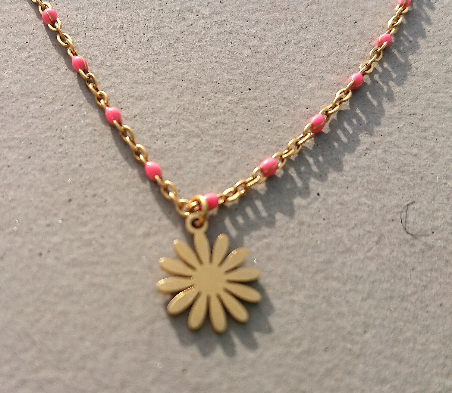 Collier Rosetta acier inox doré rose
