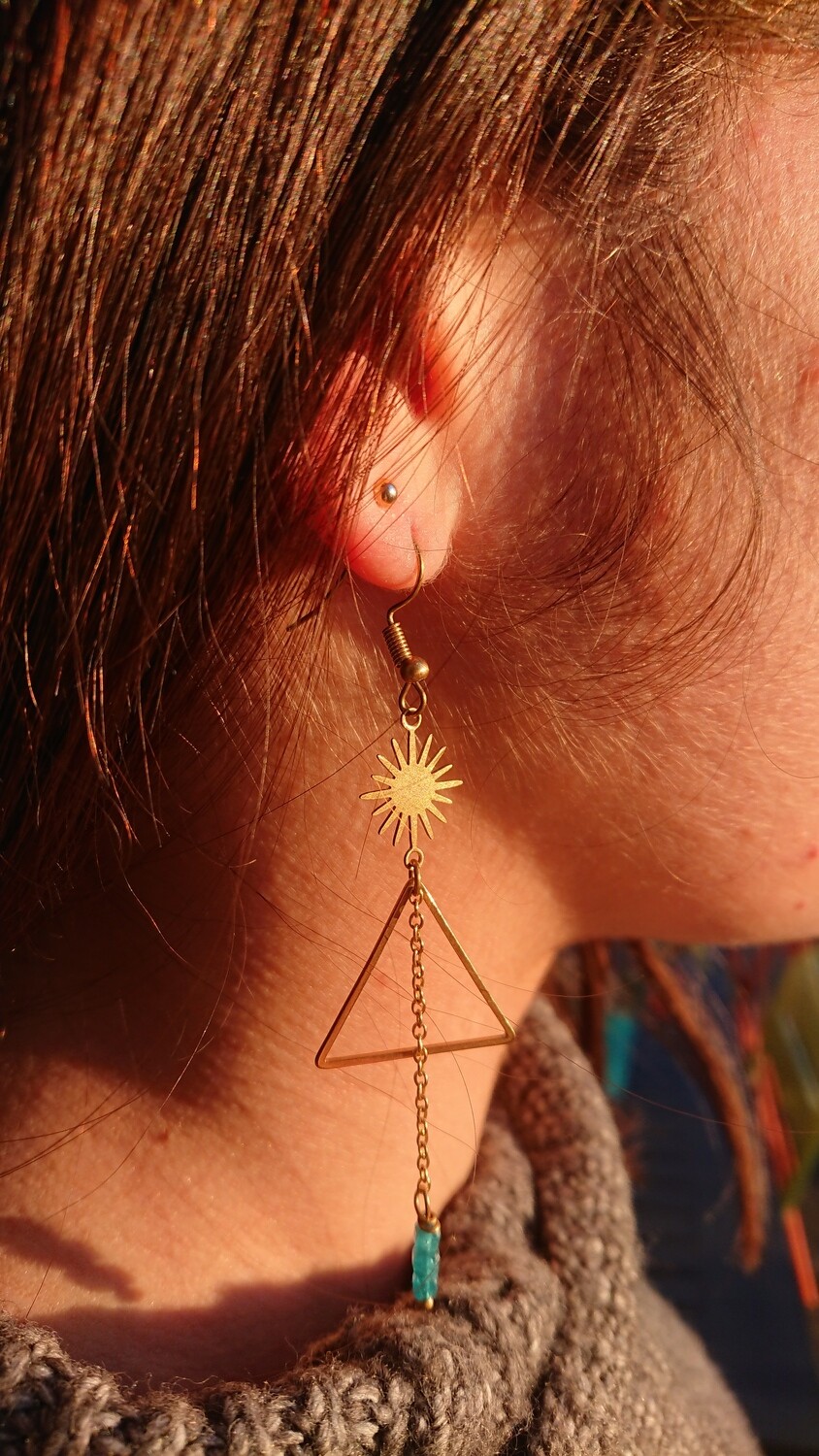 Boucles Trianghélia acier doré