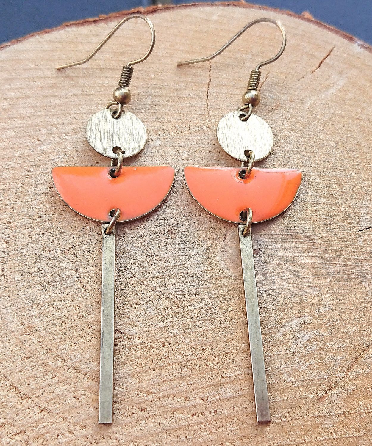 Boucles Céléna laiton brut orange