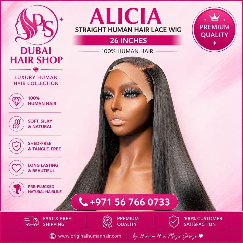 Alicia Straight Human Hair Lace wig (26 inches)