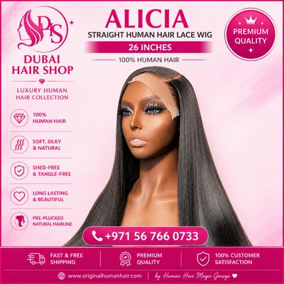 Alicia Straight Human Hair Lace wig (26 inches)