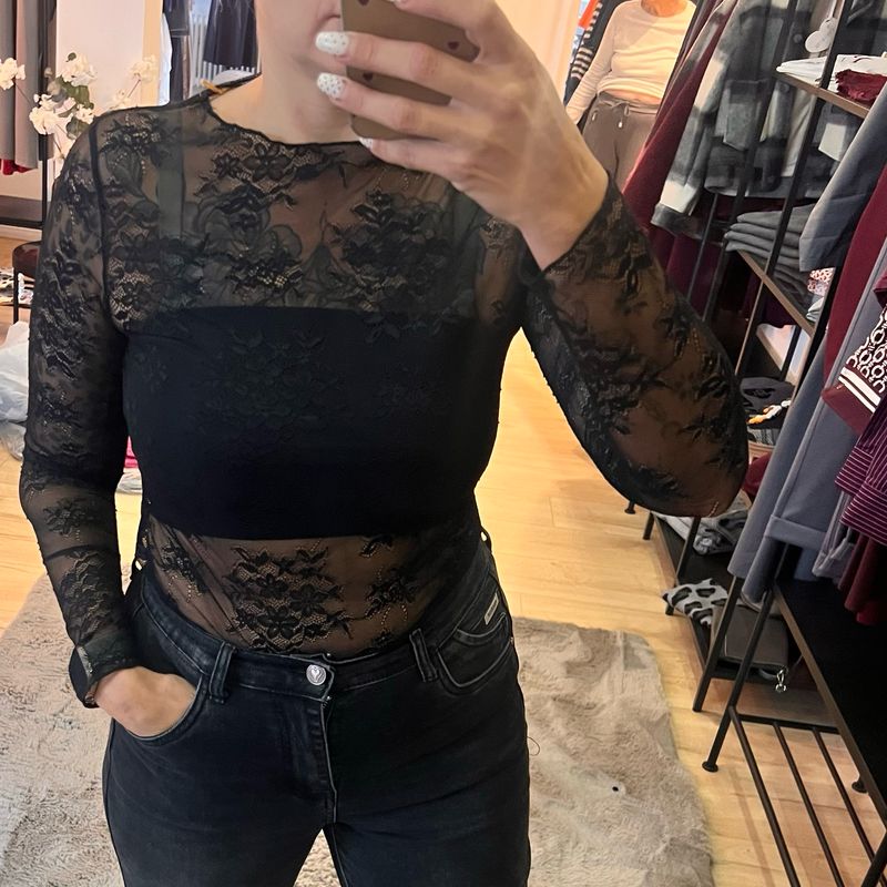 Spitzenoberteil Mesh Flower