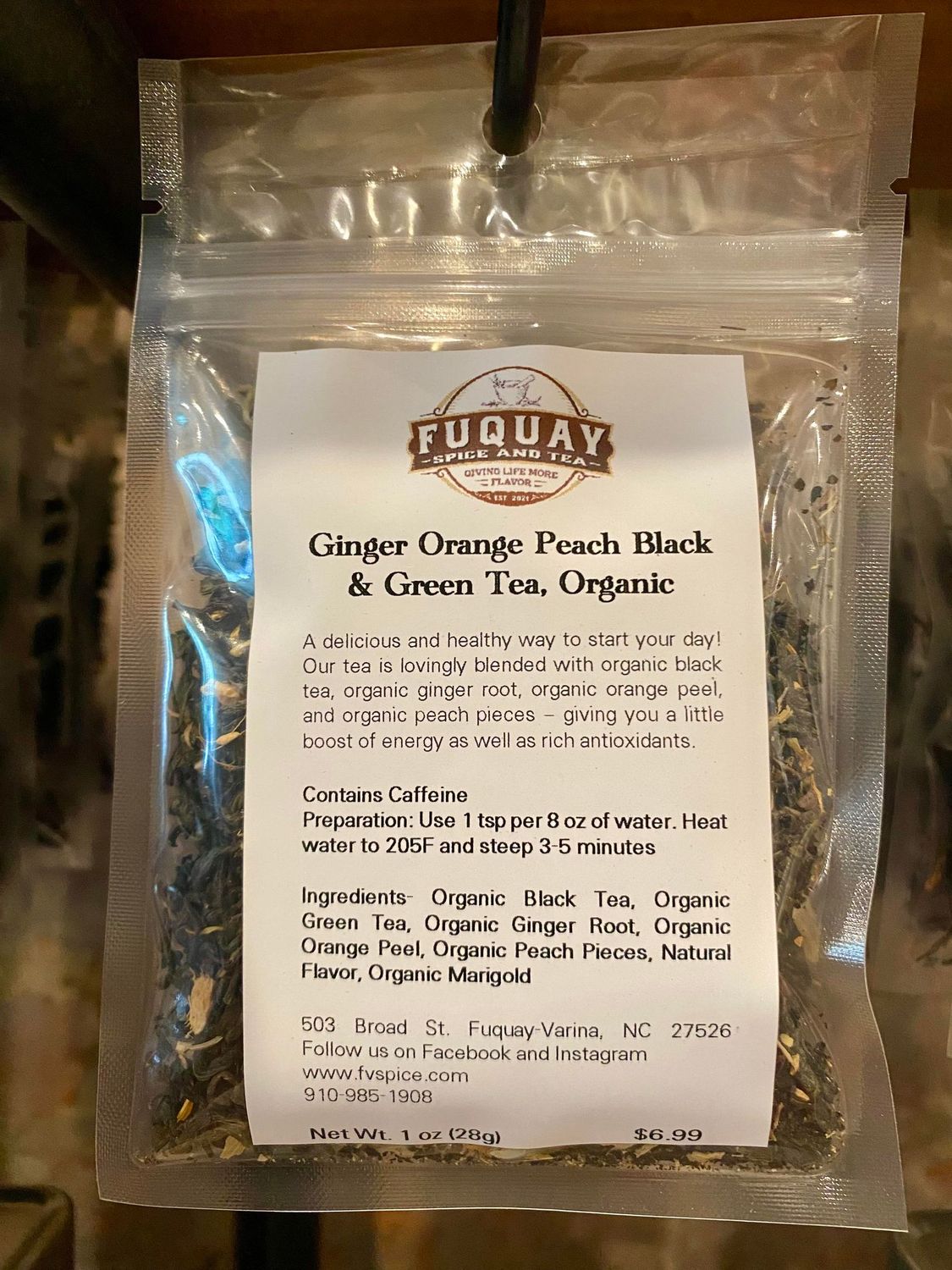 Ginger Orange Peach Black &amp; Green Tea, Organic