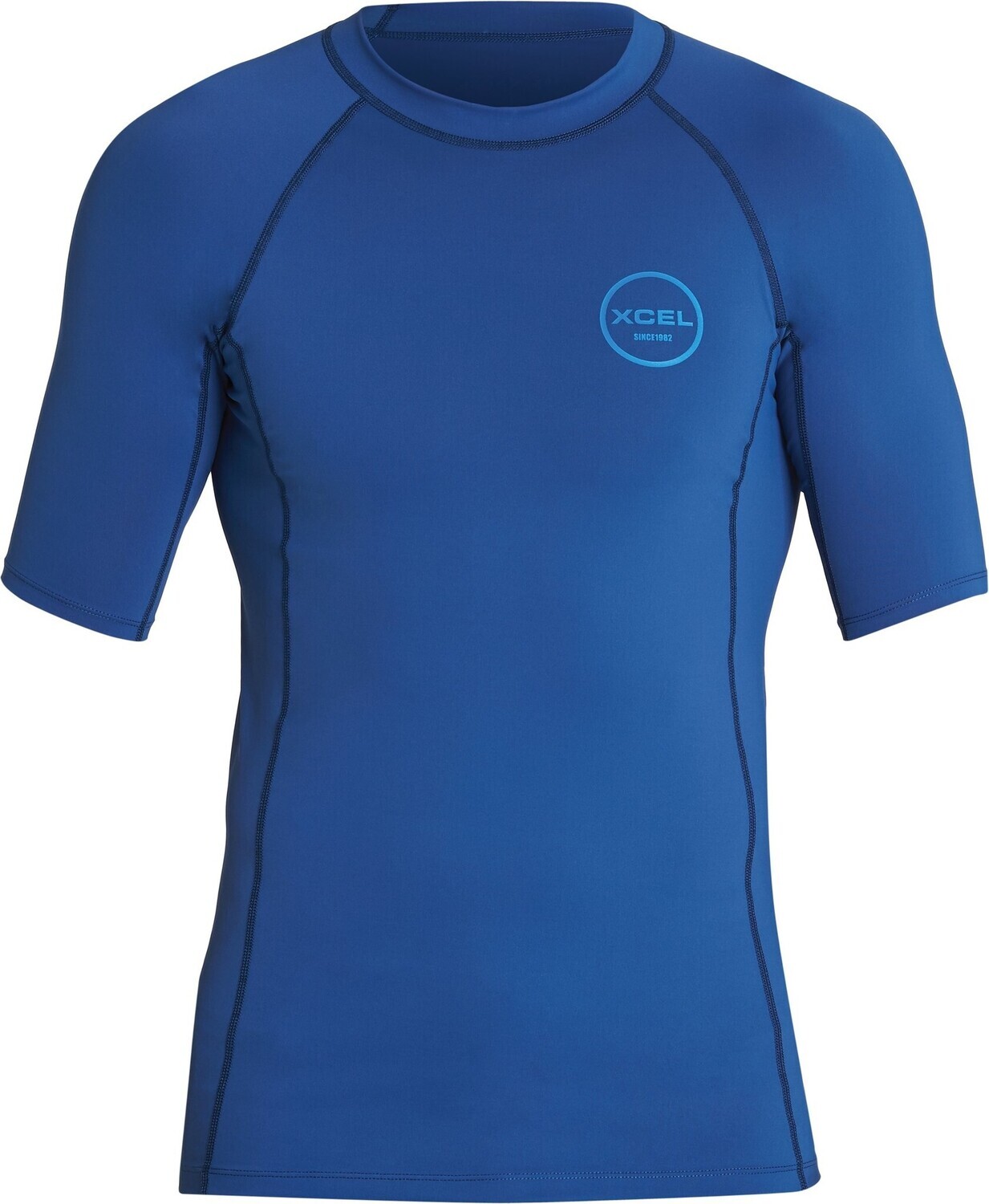 XCEL Men&#39;s Premium Stretch Solid S/S Blue