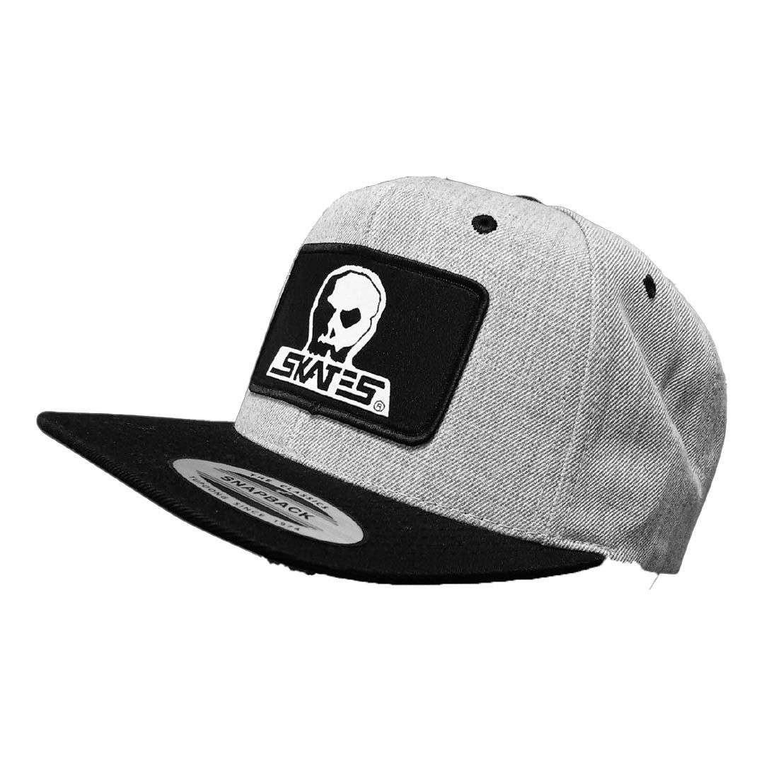 Skull Snapback Logo Patch Grey Heather