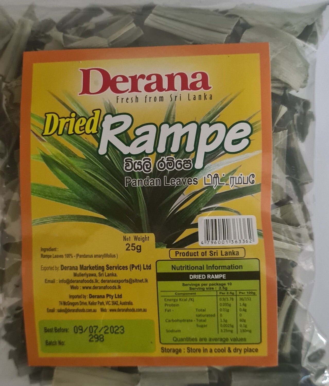 Derana Dehydrated Rampe 25g