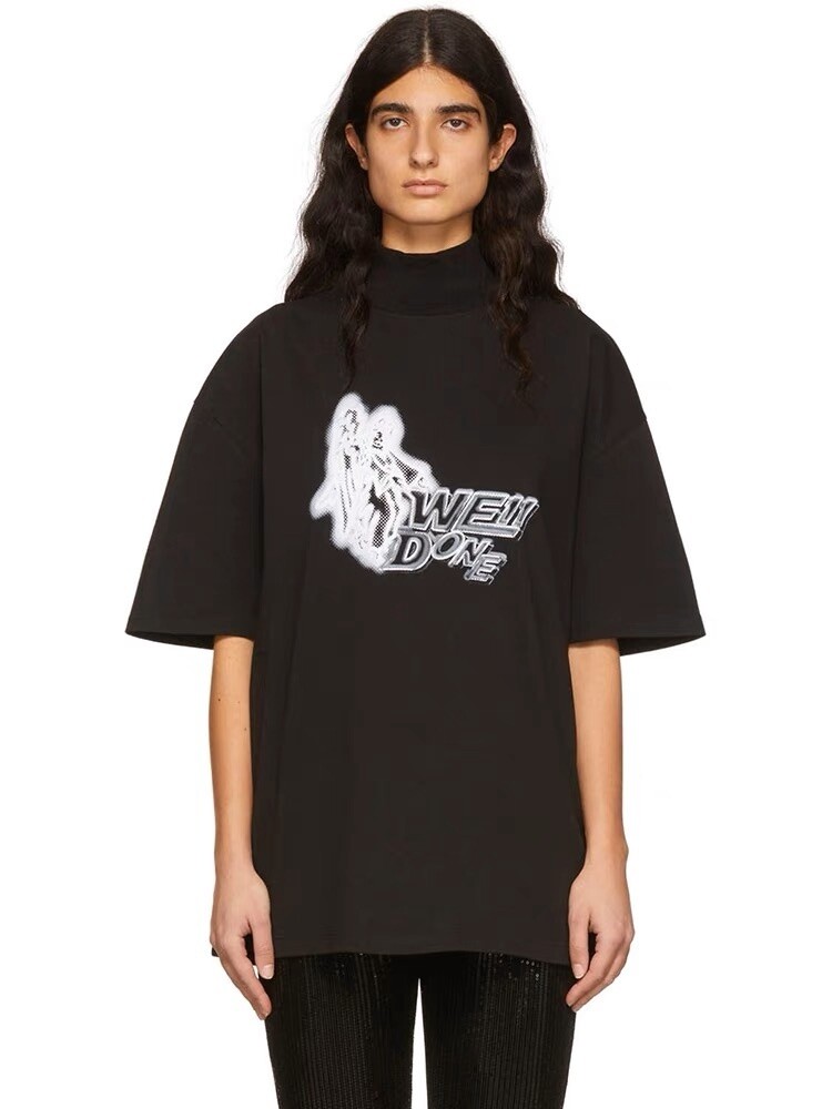 WE11DONE HIGH NECK BLACK TEE