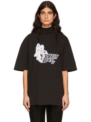 WE11DONE HIGH NECK BLACK TEE
