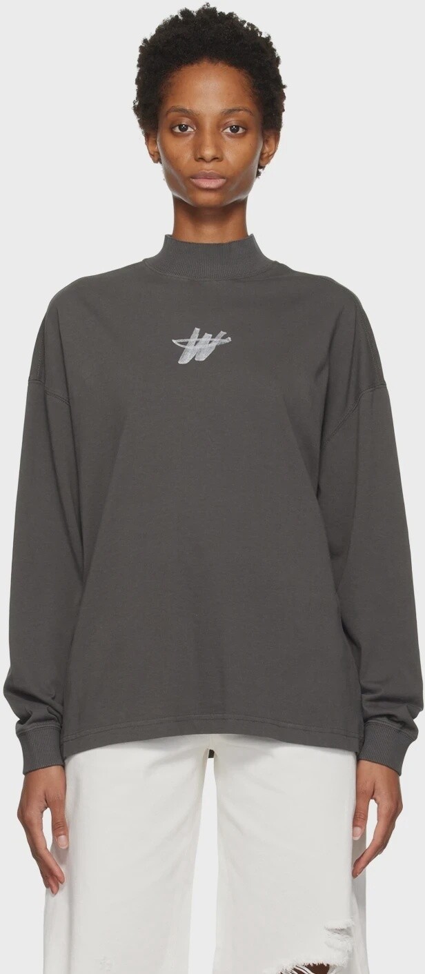 WE11DONE GREY MINI W LOGO LONG SLEEVE