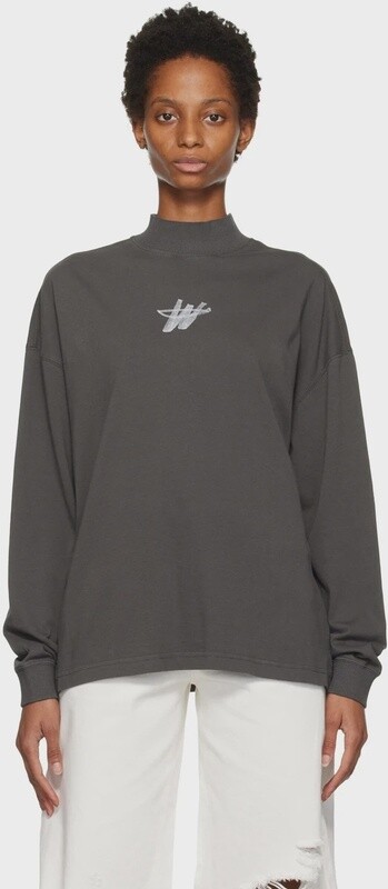 WE11DONE GREY MINI W LOGO LONG SLEEVE