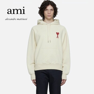 SALE/AMI HOODIES CREAM RED HEART