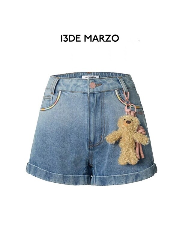 13DE MARZO BEAR DENIM SHORTS / BLUE