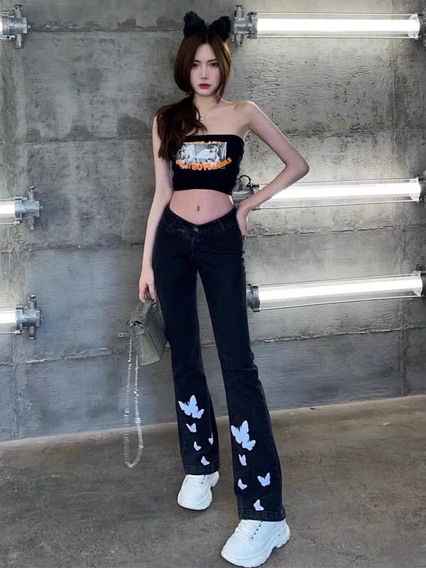 13DE MARZO DENIM PANTS BUTTERFLY / DARK BLUE/SALE