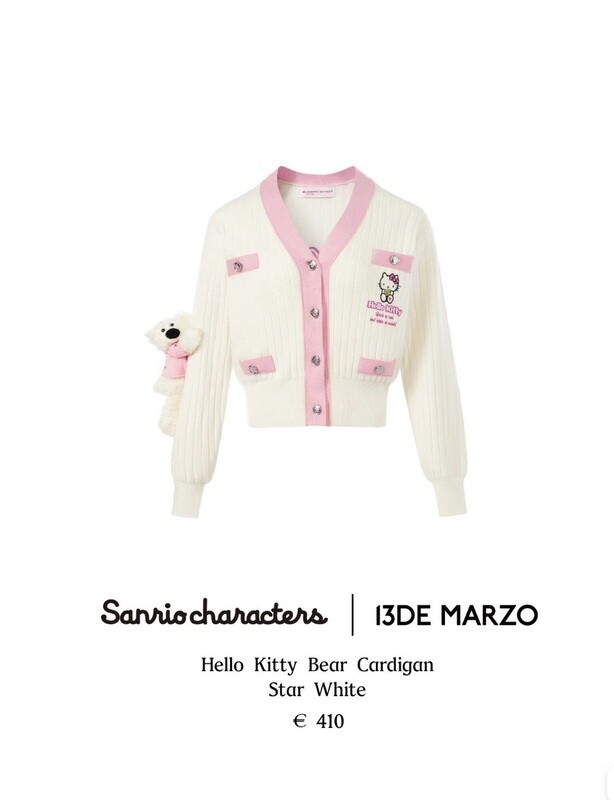 13DE MARZO&amp; HELLO KITTY BEAR CARDIGAN/ WHITE