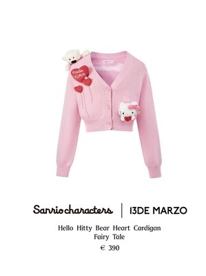 13DE MARZO&amp; HELLO KITTY BEAR HEART CARDIGAN/PINK