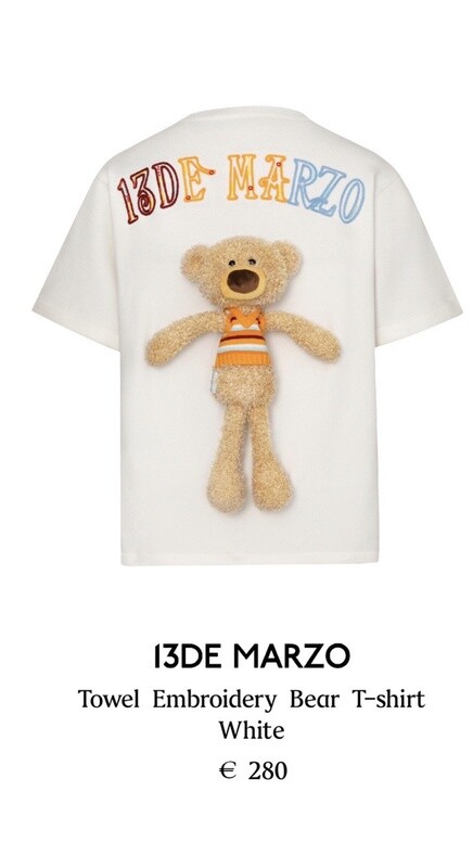 13DE MARZO TOWEL EMBROIDERY BEAR TEE/WHITE
