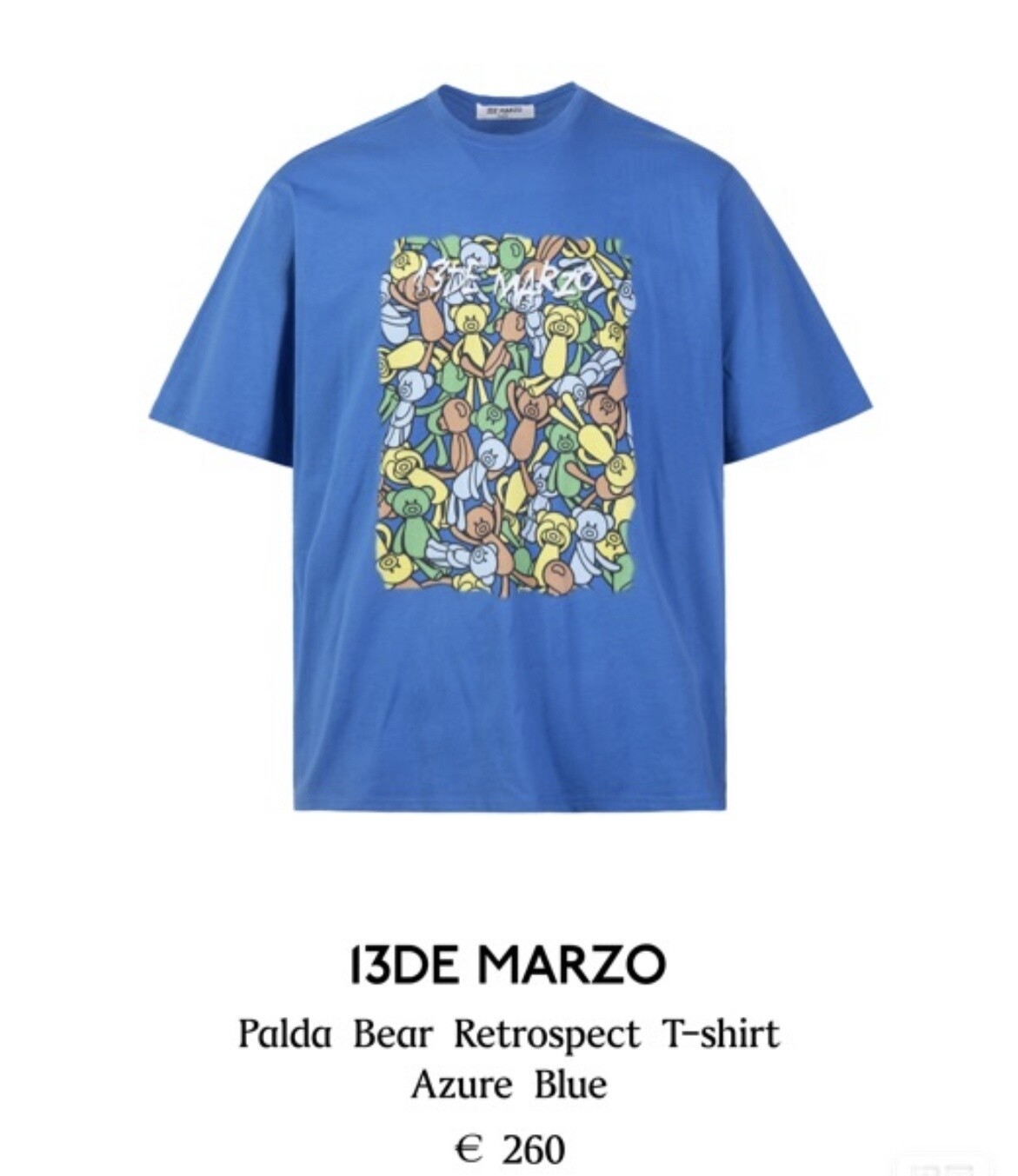 13DE MARZO PALDA BEAR RETROSPECT T-SHIRT/ BLUE
