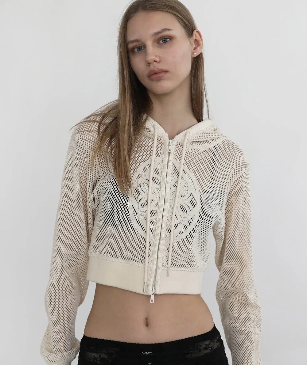 BADBLOOD  ZIP UP HOODIE/ CREAM