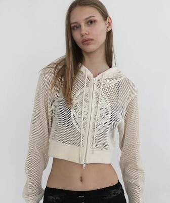 BADBLOOD  ZIP UP HOODIE/ CREAM