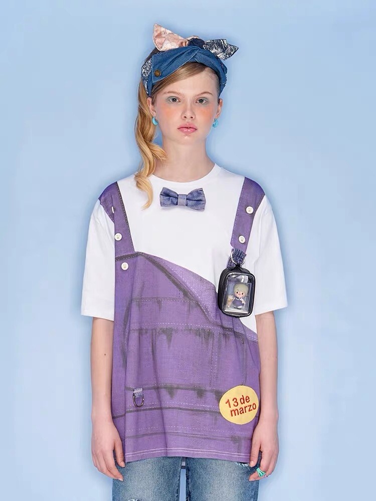 13DE MARZO PURPLE OVERALLS TEE