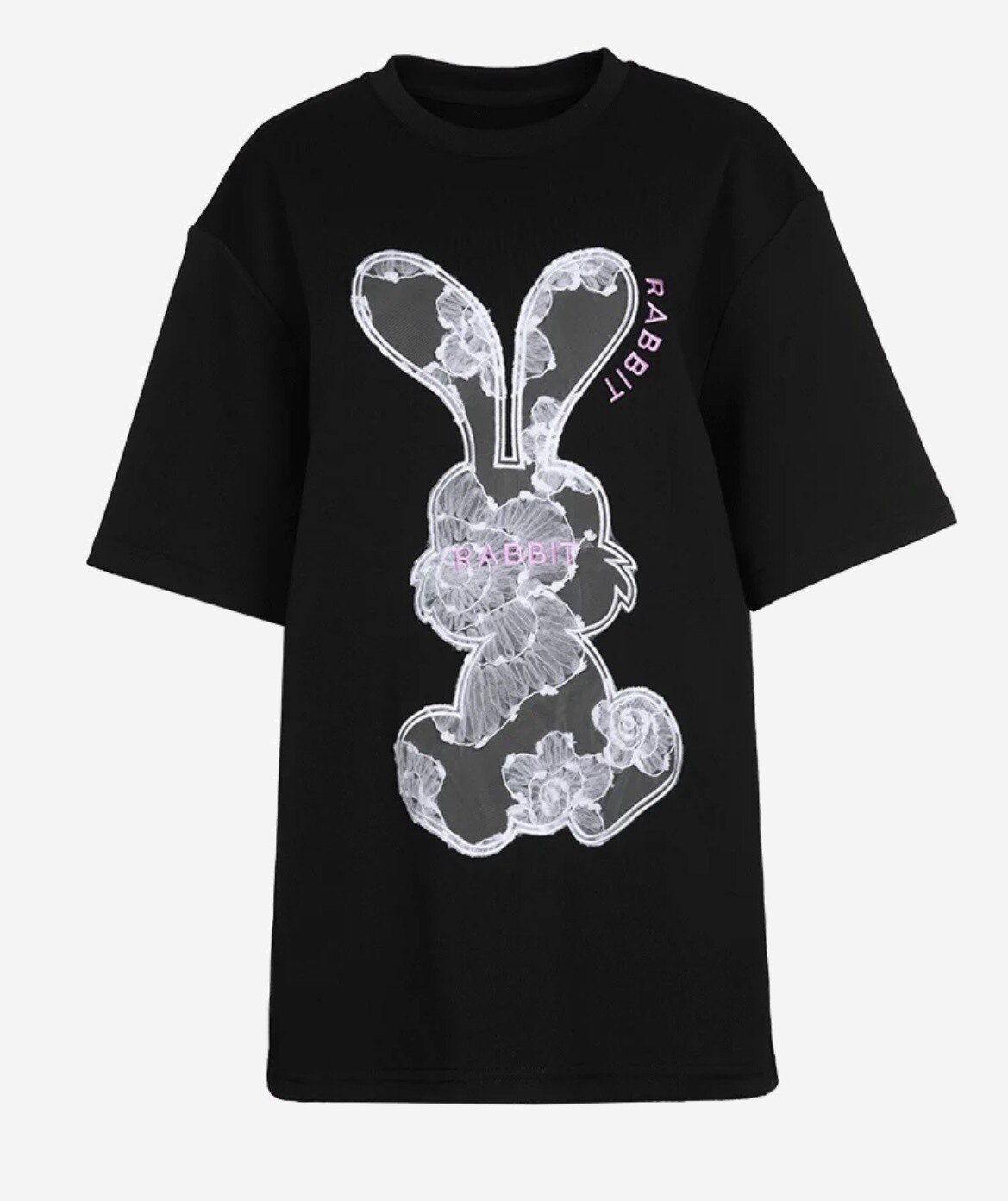ADEPT  RABBIT  BLACK T -SHIRT  FREE SIZE