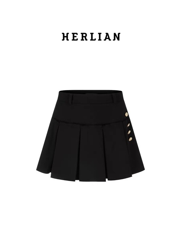 HERLIAN BLACK  PLEATED SKIRT