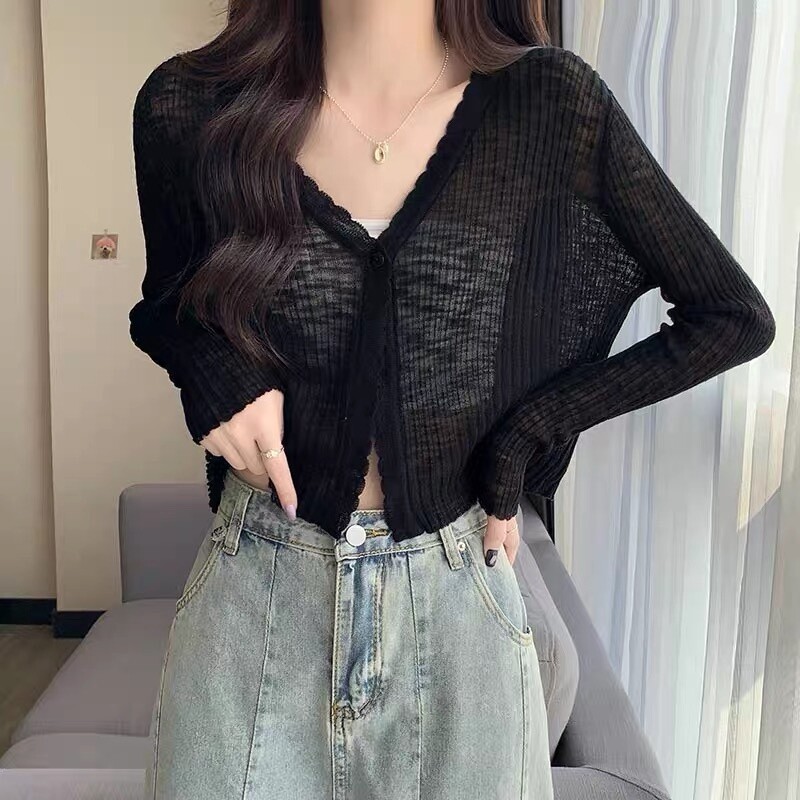 SUN PROTECTION CARDIGAN  BLACK