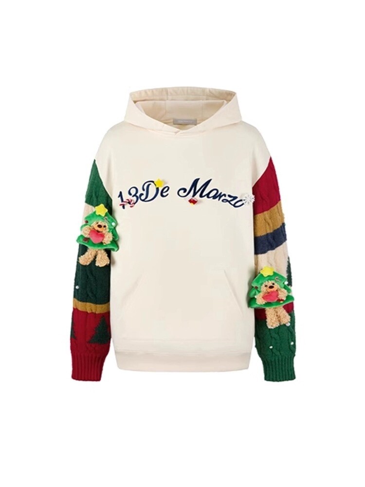13DE MARZO CREAM COLOR HOODIE CHRISTMAS  STYLE/ small