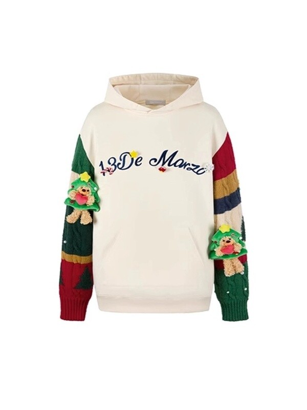 13DE MARZO CREAM COLOR HOODIE CHRISTMAS  STYLE/ small