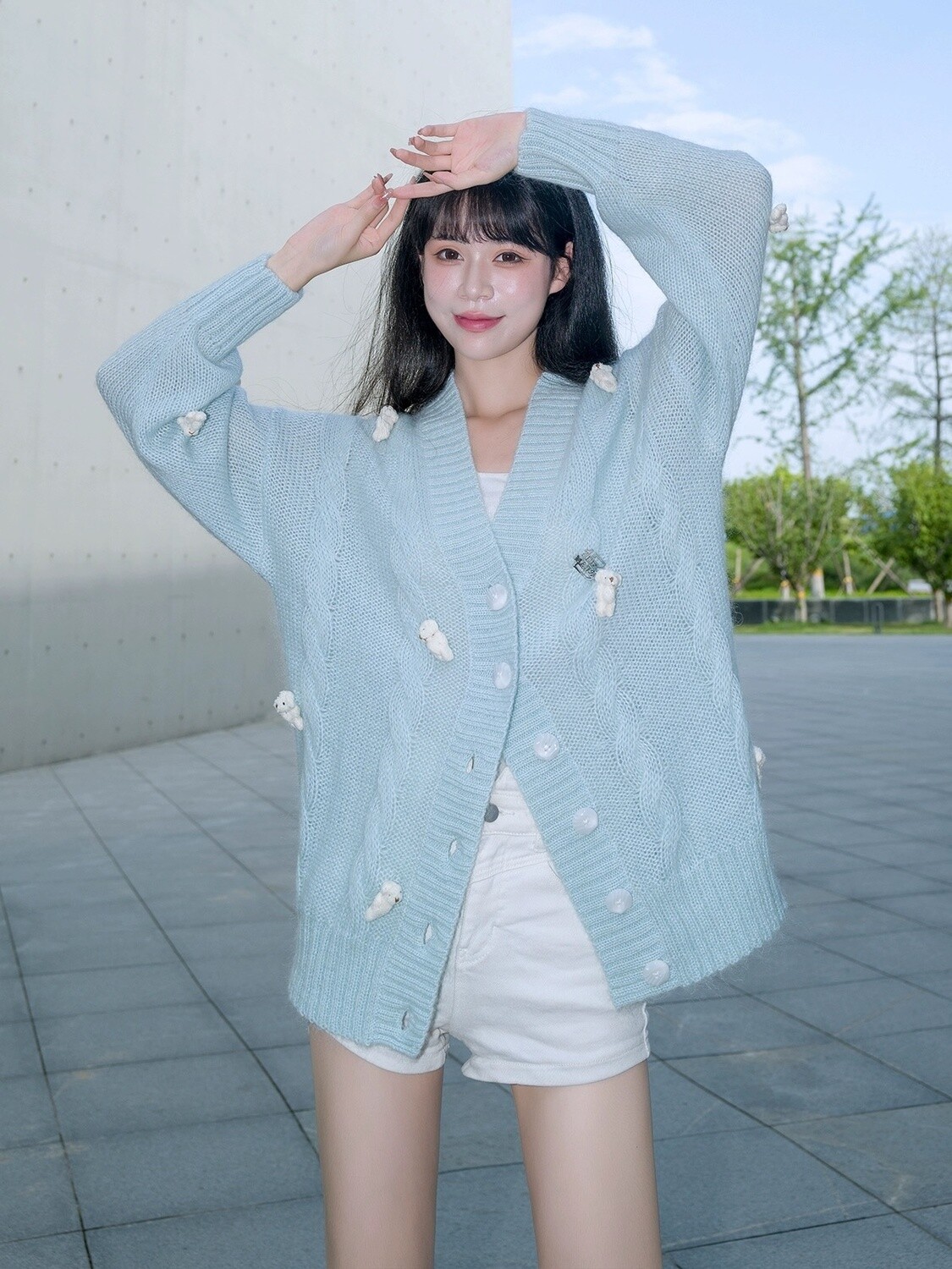 13DE MARZO MINI BEARS CARDIGAN/ BLUE/S