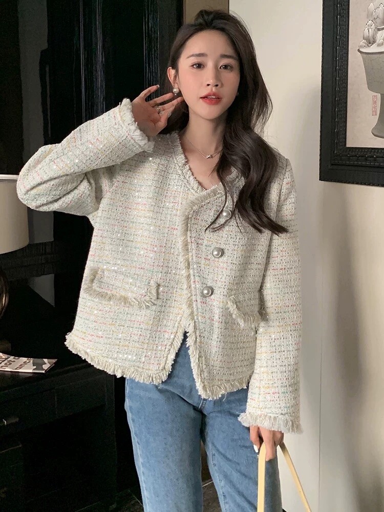 COLOR SPANGLE CHANEL STYLE COAT/08