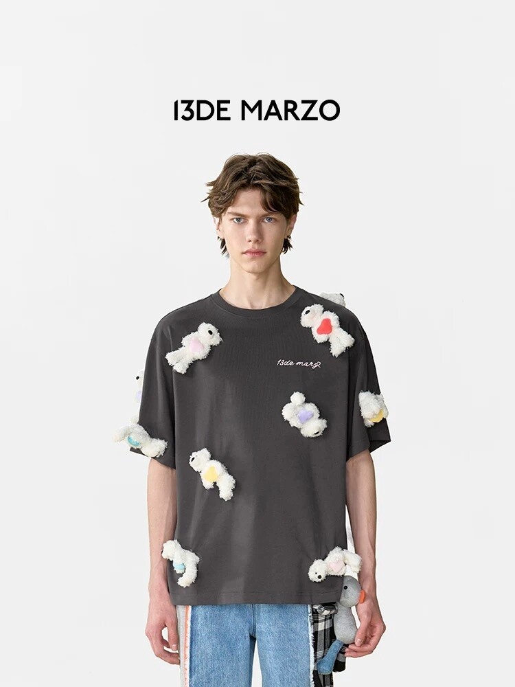 13DE MARZO GLOW TEE/ GREY WITH WITH RABBITS