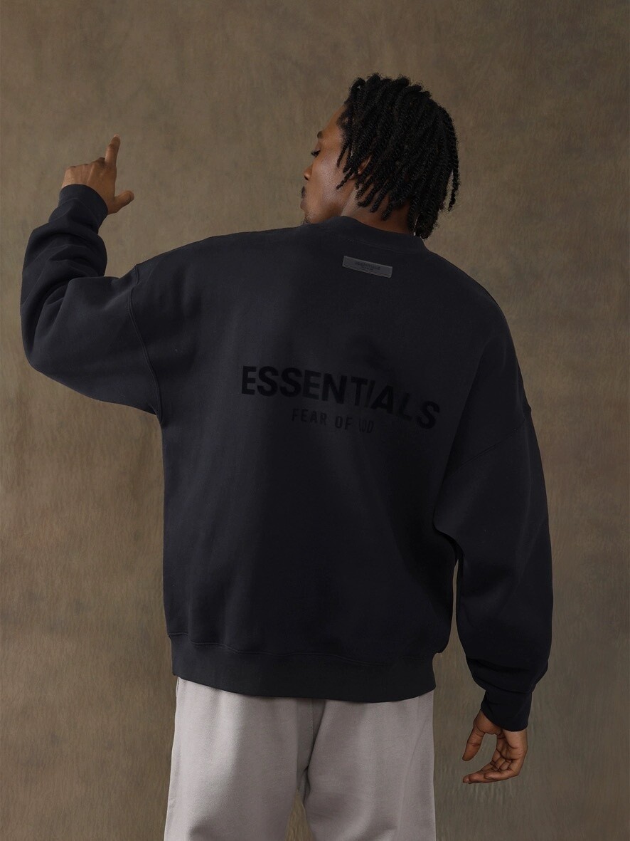 ESSENTIALS SWEATSHIRT/ BK WITH BACK LOGO