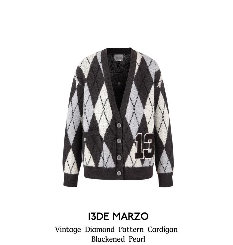 13DE MARZO VINTAGE DIAMOND PATTERN CARDIGAN